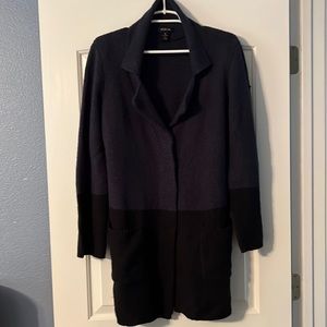 Style & Co Blue and Black block Button down sweater length Jacket Size Medium